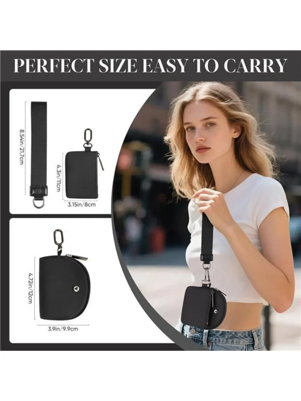 Women Keychain Wristlet Wallet Mini Zip Pouch Card Holder Coin Purse Travel